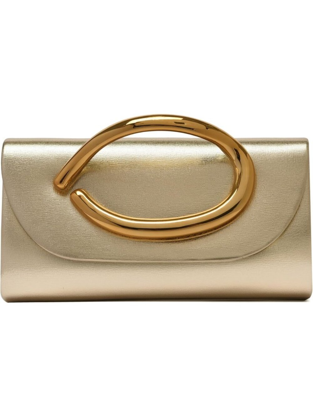 Women's Light Gold Vegan Leather Clutch Gold Handle Formal Evening Purse Bag